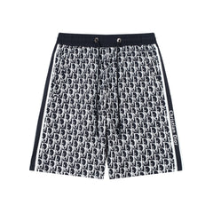 Black and white patterned beach shorts