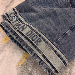 Retro distressed denim shorts