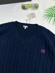 Twisted V-neck embroidered short sweater