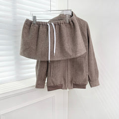 Brown stand-up collar suit