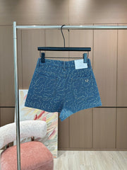 Heavy sequin denim shorts