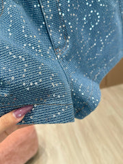 Heavy sequin denim shorts