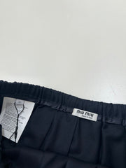 Drawstring Waist Navy Pleated Mini Skirt