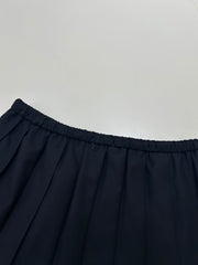 Drawstring Waist Navy Pleated Mini Skirt