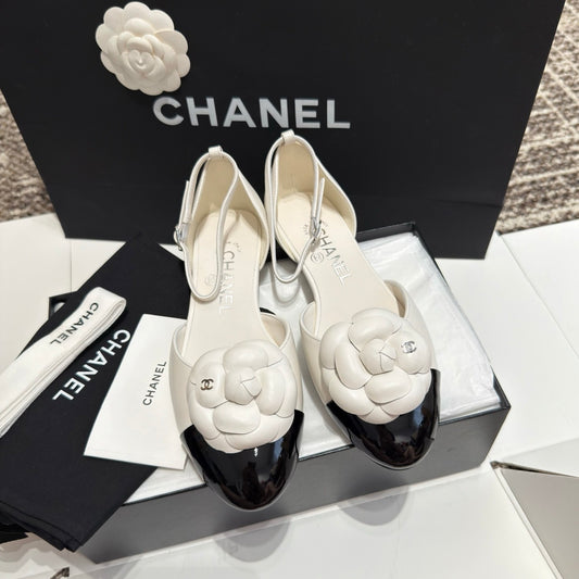 Camellia Two-Tone Ankle-Strap Flats