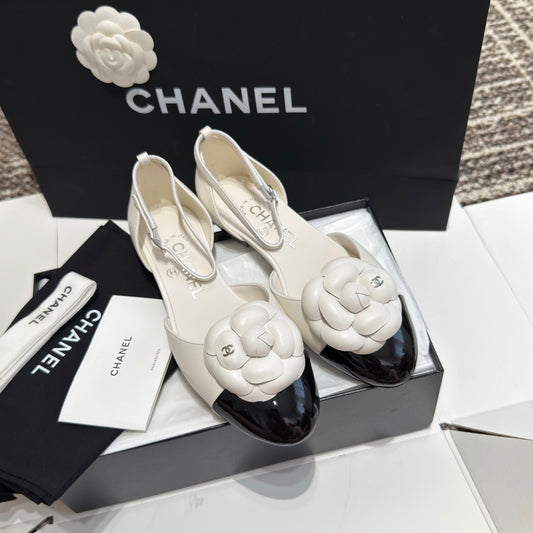 Camellia Two-Tone Ankle-Strap Flats