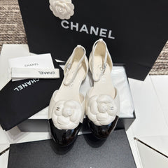 Camellia Two-Tone Ankle-Strap Flats
