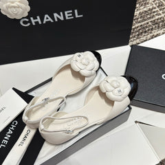 Camellia Two-Tone Ankle-Strap Flats