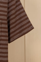 Mocha Slanted-Stripe Pocket Tee with Mini Logo Patch
