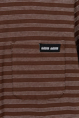 Mocha Slanted-Stripe Pocket Tee with Mini Logo Patch