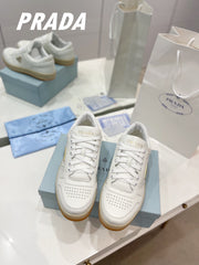 Gold-Accent Leather Retro Sneakers