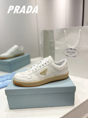 Gold-Accent Leather Retro Sneakers