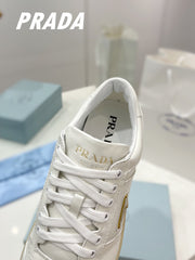 Gold-Accent Leather Retro Sneakers