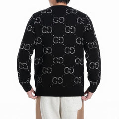 Gradient all-over jacquard logo crew neck sweater