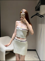 Sporty-Chic Knit Cami & Mini Skirt Set