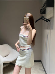 Sporty-Chic Knit Cami & Mini Skirt Set