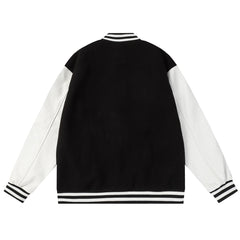 Leather letter embroidered baseball jersey jacket