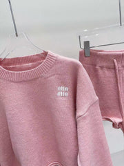 MM new knitted top pullover and knitted shorts set