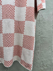 Green checkerboard woolen short sleeves