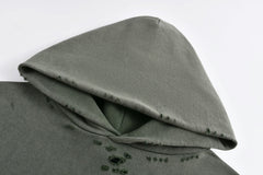 Masking tape distressed hooded sweatshirt