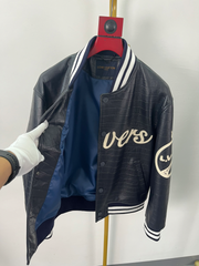 crocodile print leather jacket