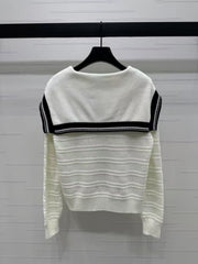 Preppy Shawl Collar Knit Long Sleeve Sweater