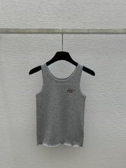 embroidered logo knitted vest