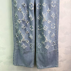 Heavy-duty laser 3D hook-and-loop jeans