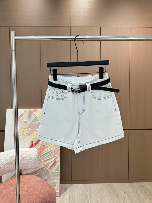 Heavy rhinestone denim shorts