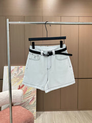 Heavy rhinestone denim shorts