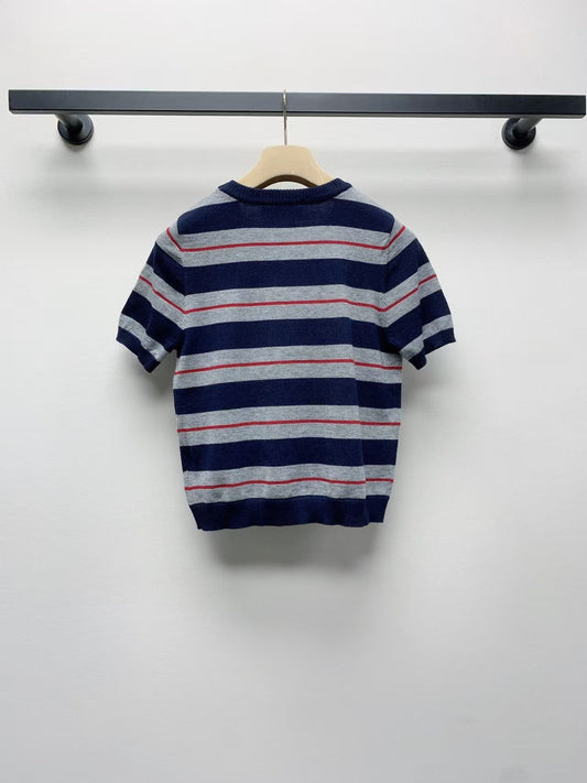 25ss new letter striped short sleeves