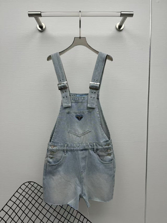 25ss blue denim loose overalls