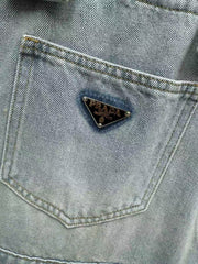 25ss blue denim loose overalls