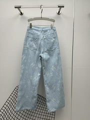 25ss jacquard all over print straight jeans