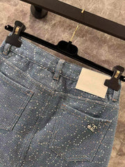 25ss heavy sequined denim skirt