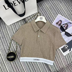 25 Early Spring Splicing Letter Ribbon Lapel Short Sleeve Suit