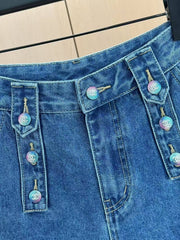 Heavy duty buttoned denim shorts