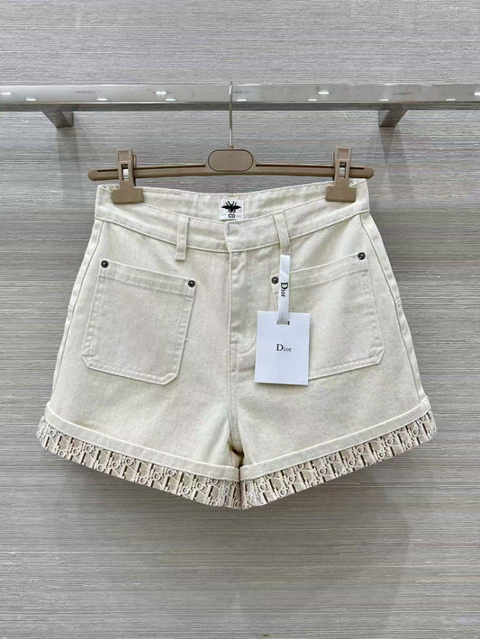 Presbyopic washed straight denim shorts