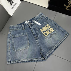 Pocket towel monogram denim shorts