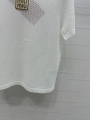 Hollow crew neck knitted short sleeves