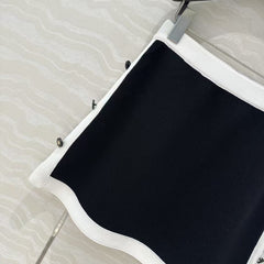 Temperament knitted contrast color mini skirt