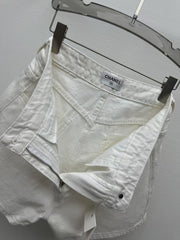 printed denim shorts