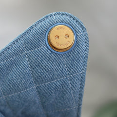 Denim Quilted Bucket Bag with Contrast Chain