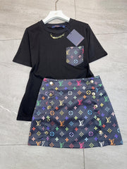 Color-Clash Monogram Co-ord Sets with Chain Accents