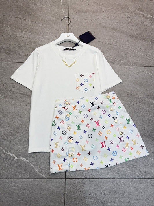 Color-Clash Monogram Co-ord Sets with Chain Accents