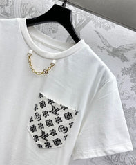 Color-Clash Monogram Co-ord Sets with Chain Accents