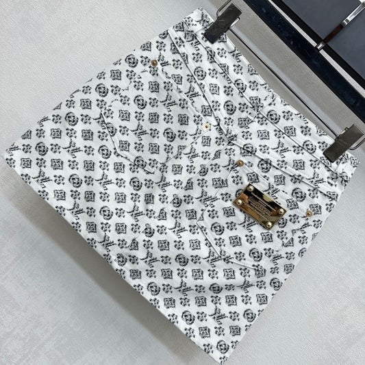Monogram-Print A-Line Mini Skirt