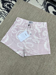 Printed Denim Shorts