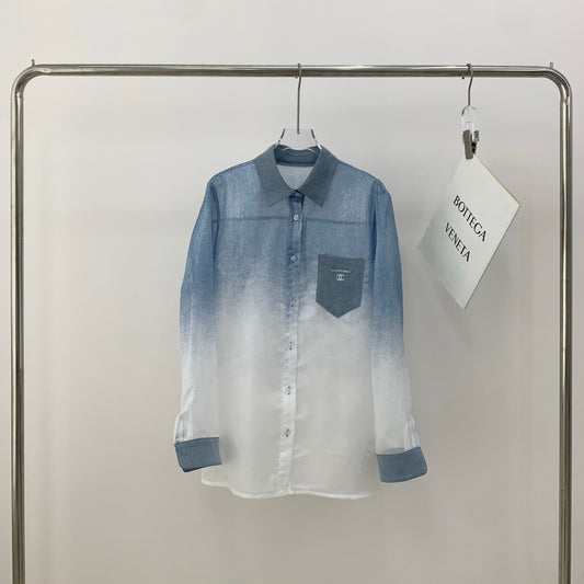 Ombré Denim Co-ord Set with Sheer Panels