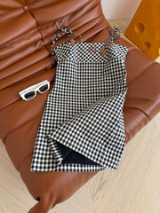 Black & White Gingham Slip Dress